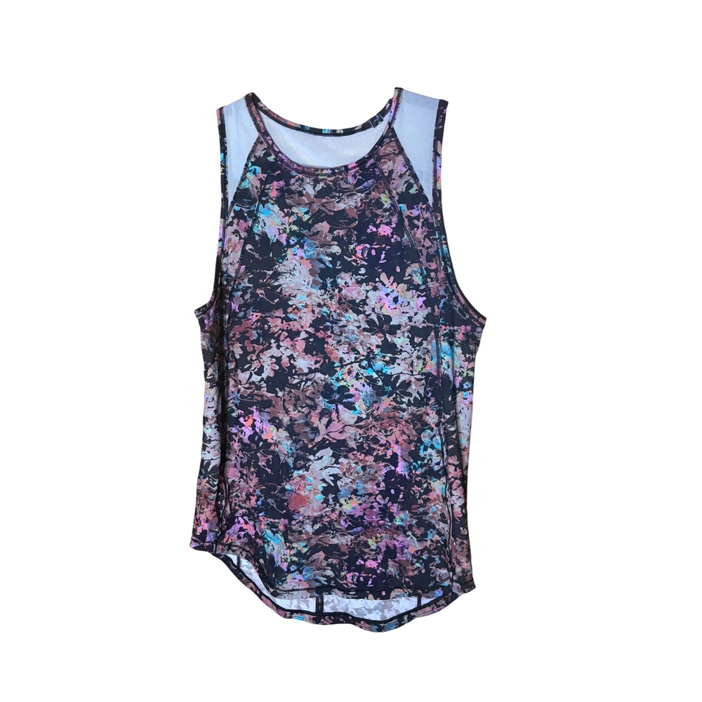Lululemon Sculpt Tank Top Floral Multi Color Mesh Back Activewear Womens